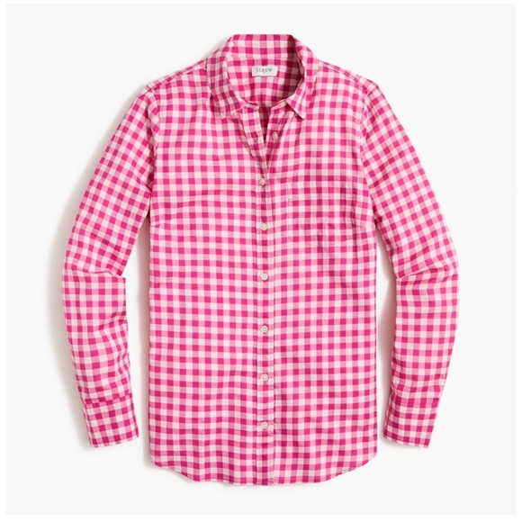 J Crew Pink Gingham lightweight cotton signature fit Button Shirt Women’s Sz XS - Picture 1 of 7